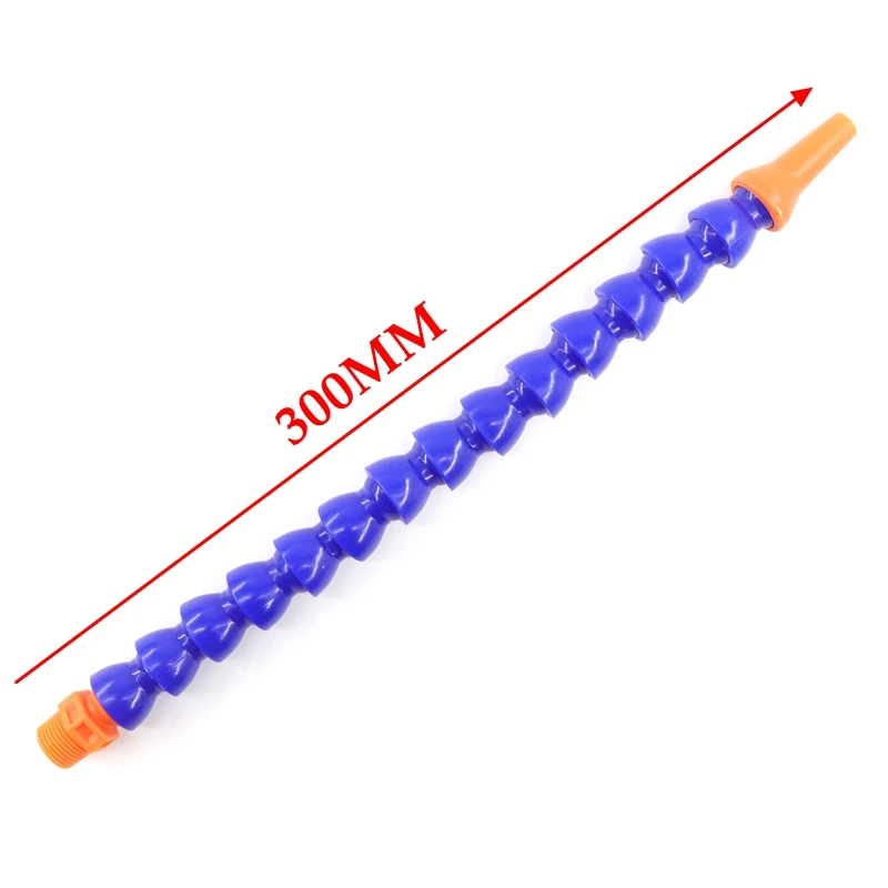 1/2 3/8 1/4\'\'Male Thread 300~700mm Plastic Flexible Water Oil Coolant Pipe with Round Flat Nozzle for CNC Milling Lathe Cooling