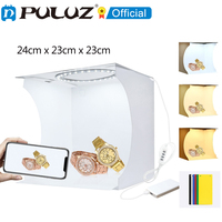 PULUZ 23cm Photo Mini Light Box with 6 Color Background Dimmable LED Ring Light Photography Studio Lightbox Tent Desktop SoftBox