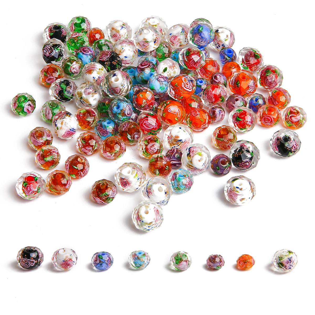 8-12mm Duże przezroczyste szklane koraliki Murano do tworzenia biżuterii Kobiety Diy Bransoletka Kwiat Rondelle Fasetowane koraliki