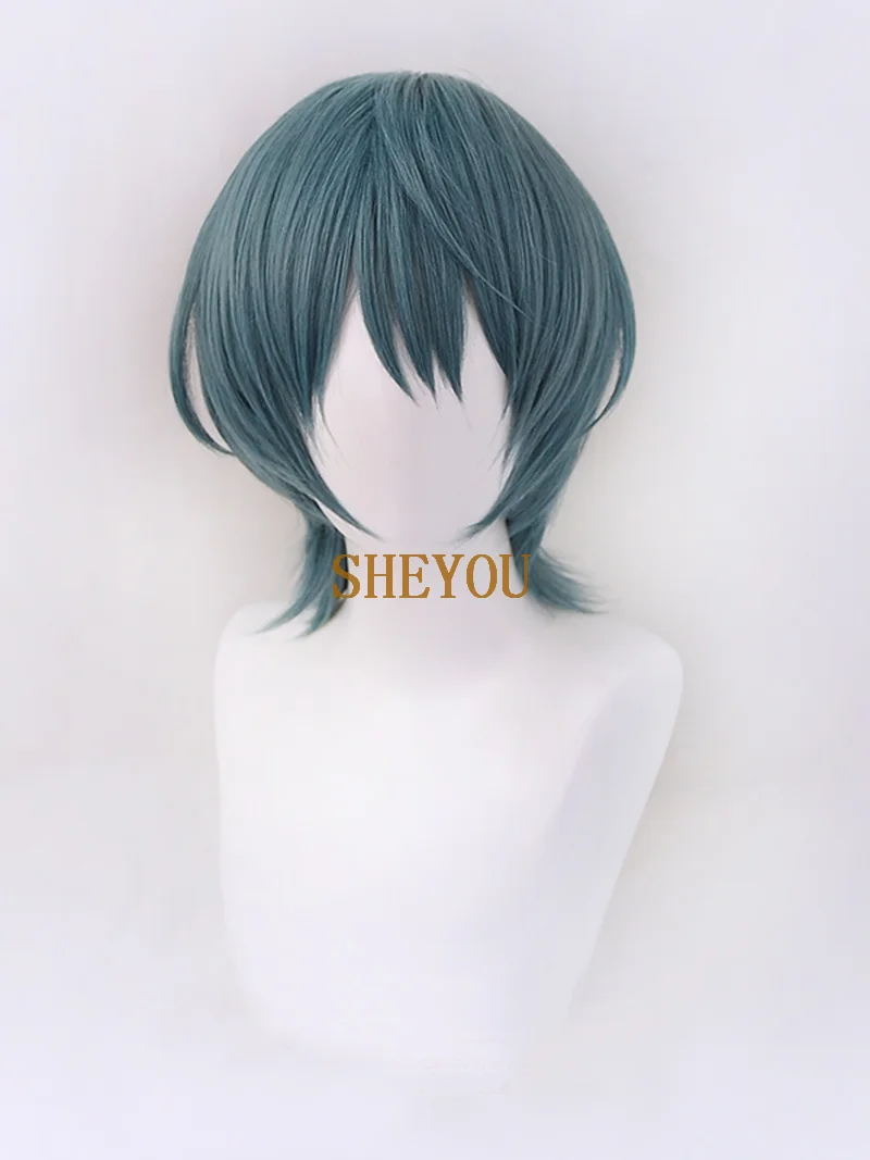 Fire Emblem: ThreeHouses Byleth Wig Cosplay Costume Heat Resistant Synthetic Hair Men Women Blue Green Hair Wigs + Wig Cap