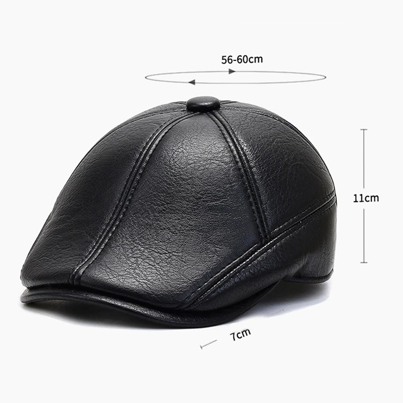 Men\'s outdoor leather hat winter Berets male warm Ear protection cap genuine leather dad hats wholesale Leisure bone