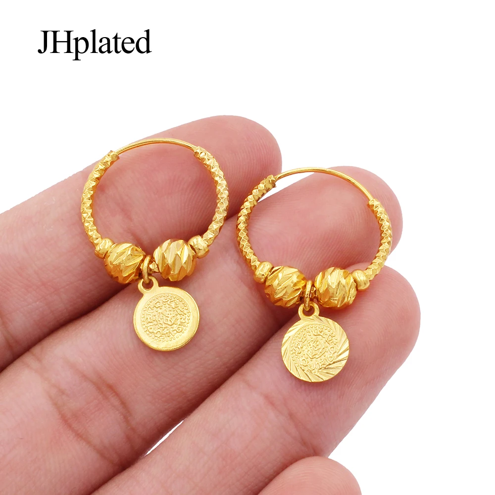 Earrings earings Saudi Arabia Gold Color Hoop for Women/Girls Jewelry African wedding Party wife gifts hoops pircing earing