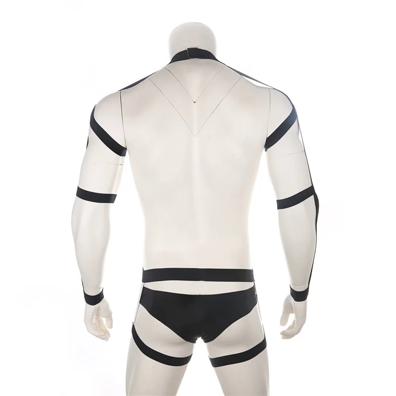 Ensemble de Bondage élastique Sexy pour hommes, sous-vêtements pour hommes, poitrine, épaules, Costume fétiche, Lingerie, sangle, tanga hombre,