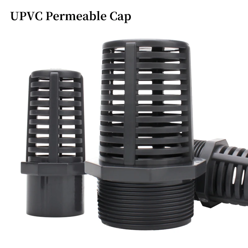 1Pcs UPVC Aquarium Water Pump Filter Joint Fish Tank Water Inlet Strainer PVC Pipe Permeable Cap Flower Basket Strainer Screen