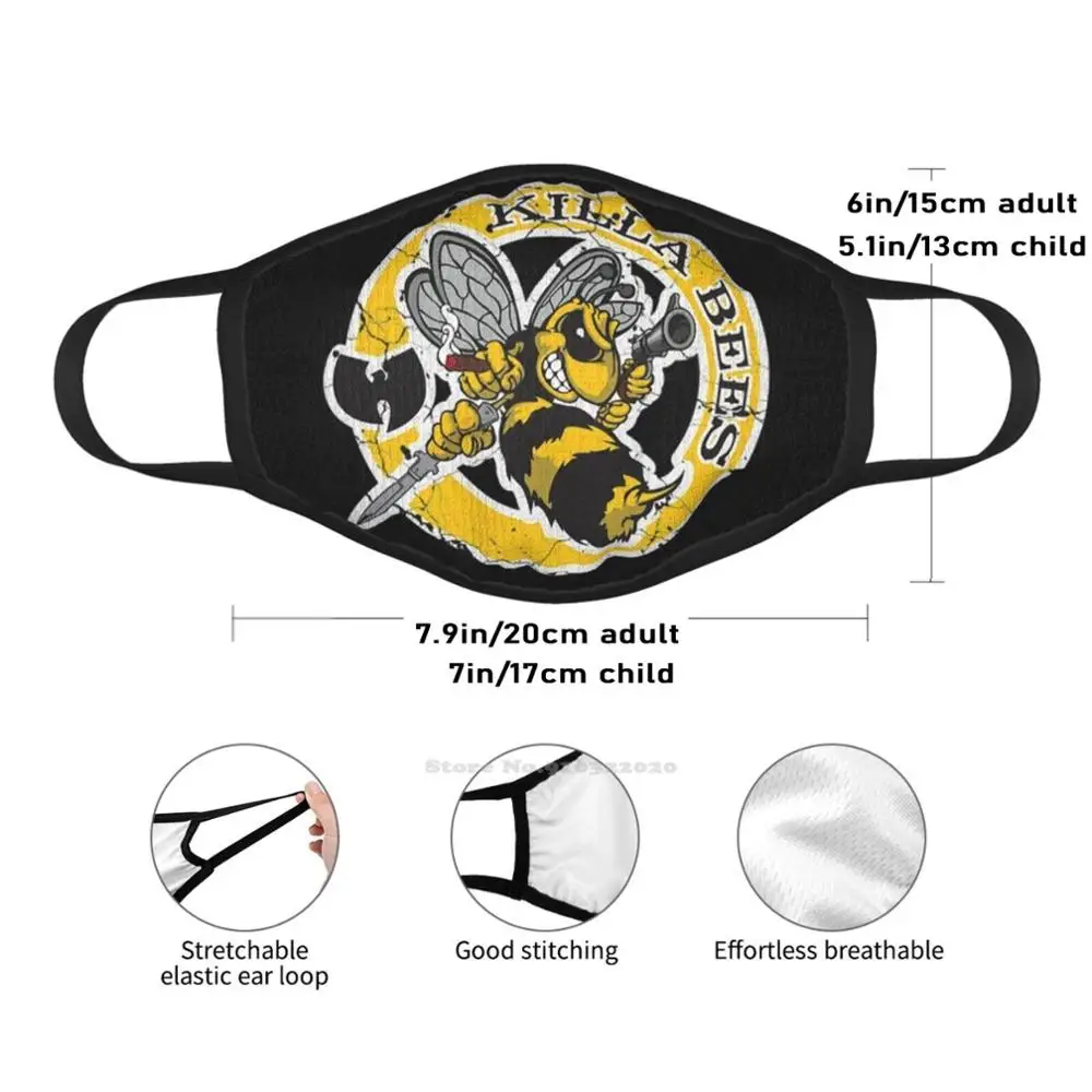 Wu - Tang Killa Bees Summer Breathable Mouth Mask Face Masks Dope Rapper New York Streetwear Hiphop Hip Hop Rap Killa Bees Clan