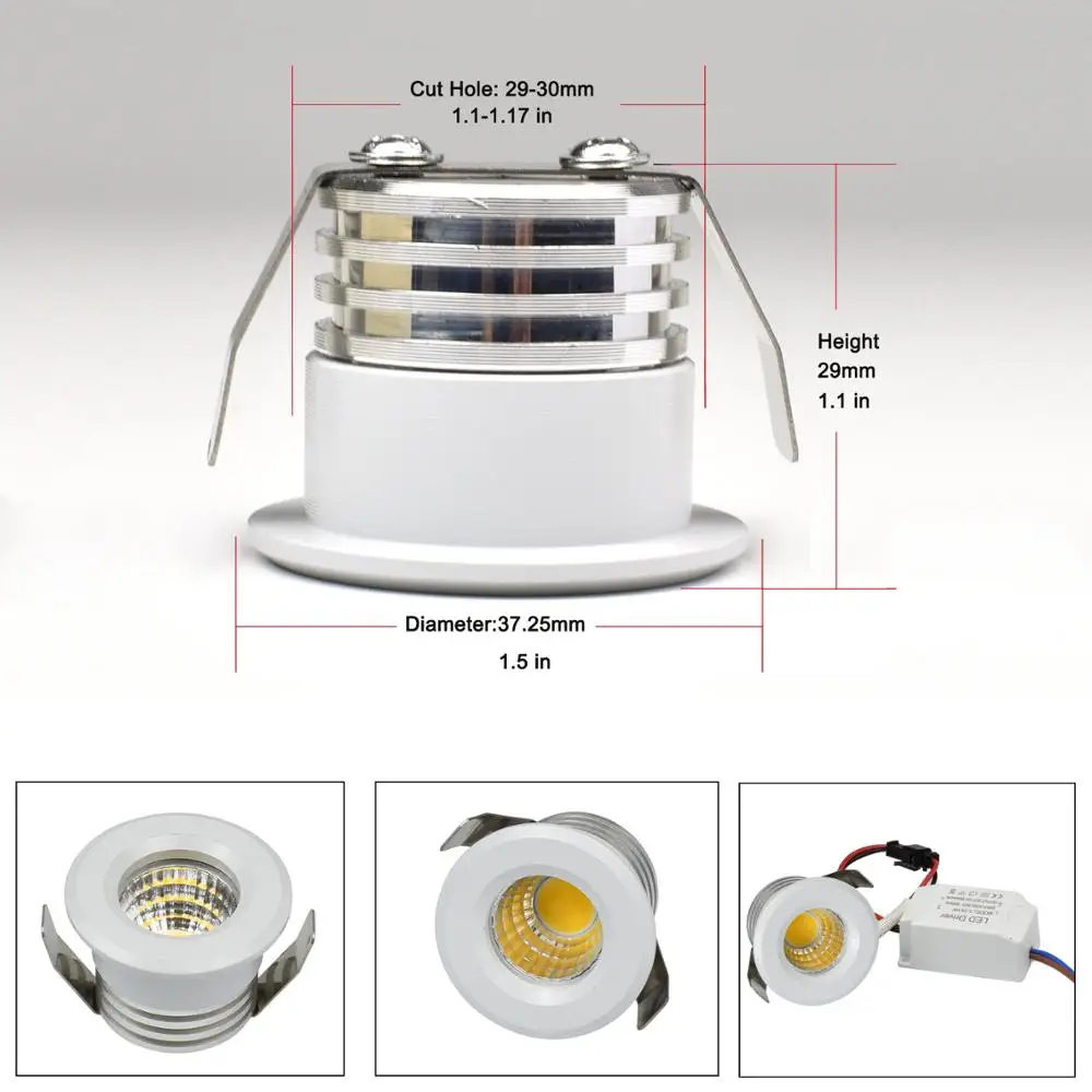 10 pz/pacco Mini PANNOCCHIA HA CONDOTTO I Riflettori 3W 29 millimetri 100V-240V Gioielli Display Da Incasso A Soffitto Cabinet lampada del punto