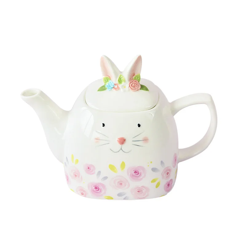 Bainiwei Nordic style ins cute ceramic teapot large fresh rabbit Kung Fu scented tea teapot afternoon tea.