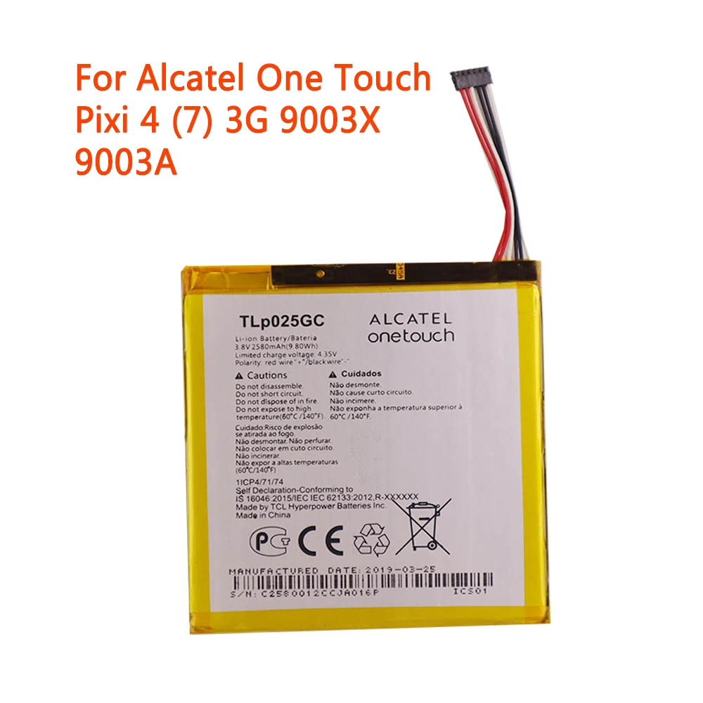 100% Original high quality TLP025GC 2580mAh Battery for Alcatel One Touch Pixi 4 (7) 3G 9003X 9003A Cell phone Battery