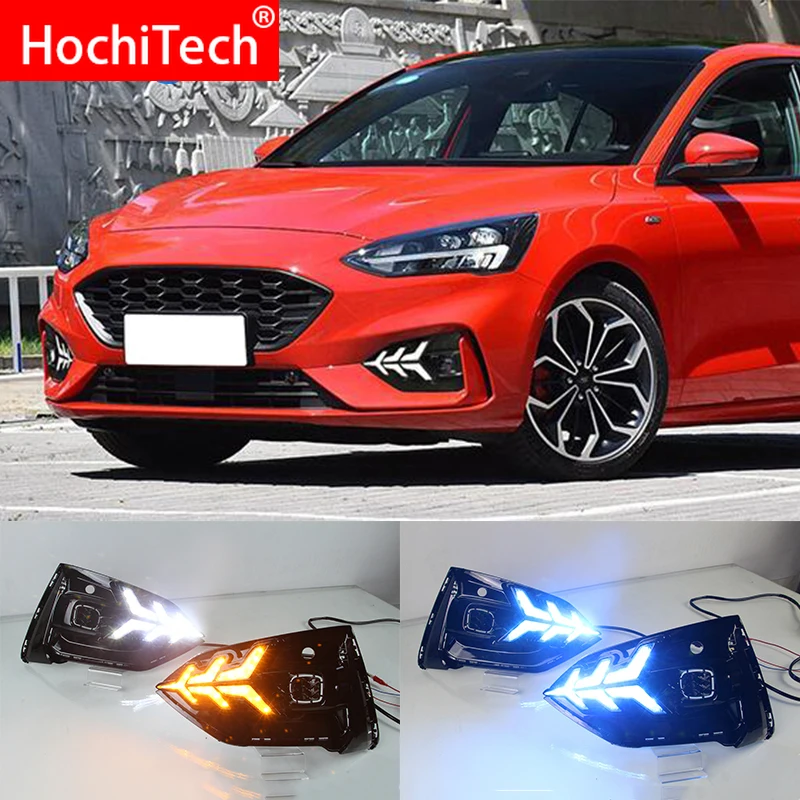 

For Ford Focus ST LINE 2018-2020 white blue and Yellow Turn Signal Function Car DRL 12V LED Daytime Running Light Fog Lamp Bulb