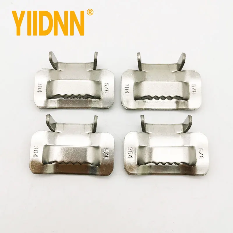 

SUS304 Ear Buckle Stainless Steel, Ear-Lokt buckles for 5/8" Width banding, Pipe Clamp, Wing Seal for strapping, 100 PCS per box