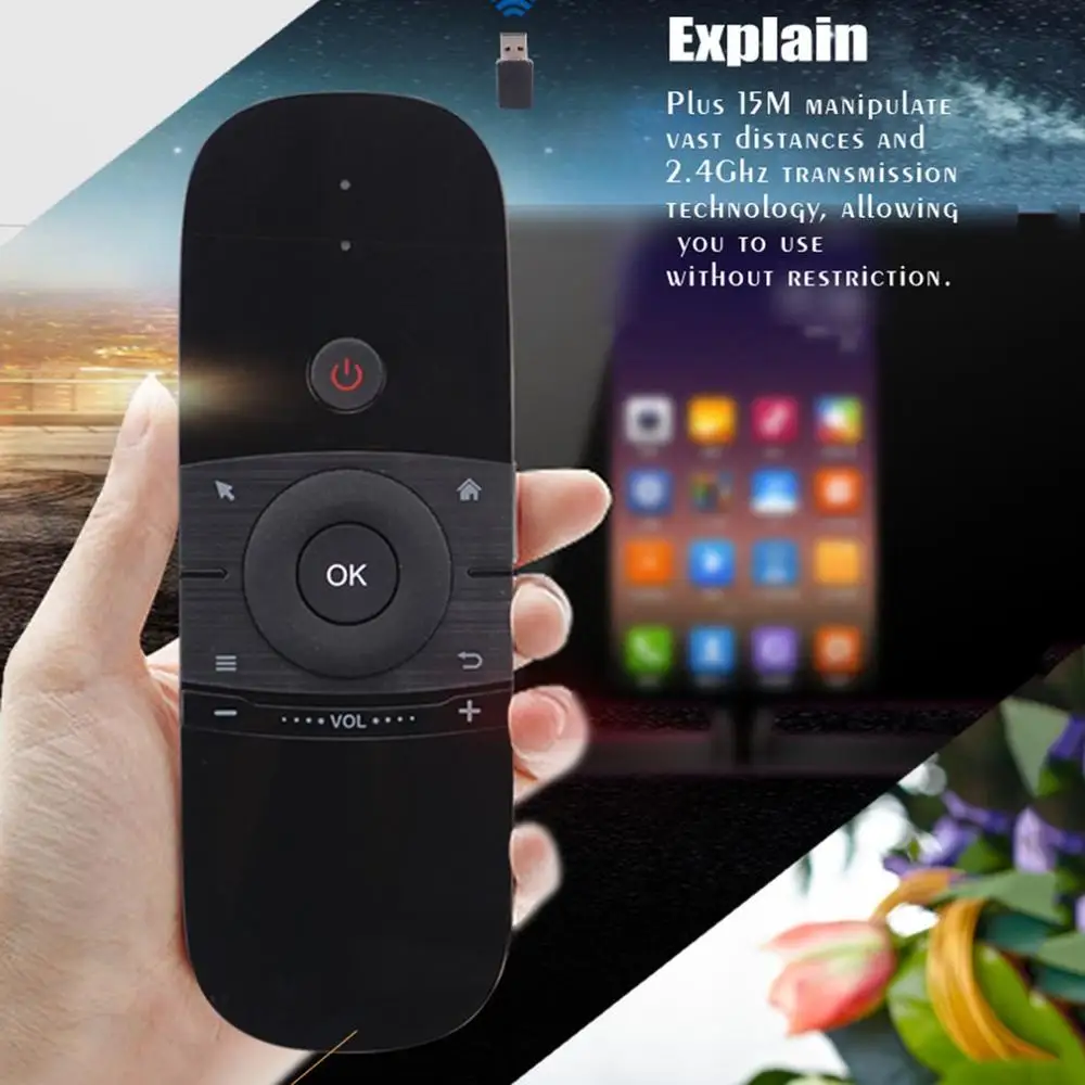 Mini Air Mouse W1 C120 Fly Air Mouse tastiera Wireless airmouse per 9.0 8.1 Android TV Box/PC/TV Smart TV portatile Mini 2.4G