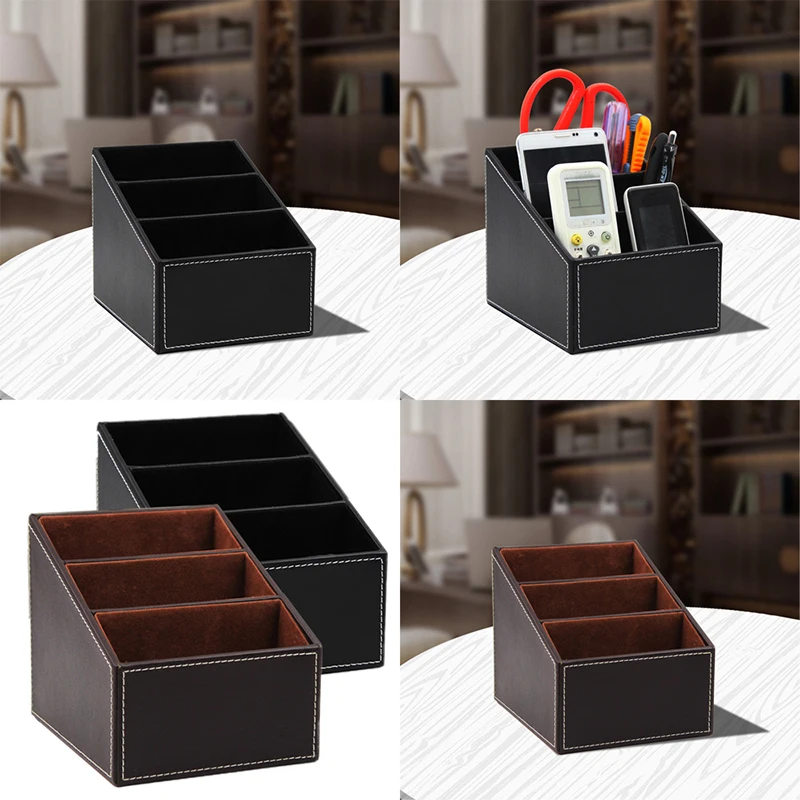 

Desktop Storage Box Makeup PU Organizer Office Storage Holder Living Room Mobile Remote Control Grocery Stationery Sorting Box