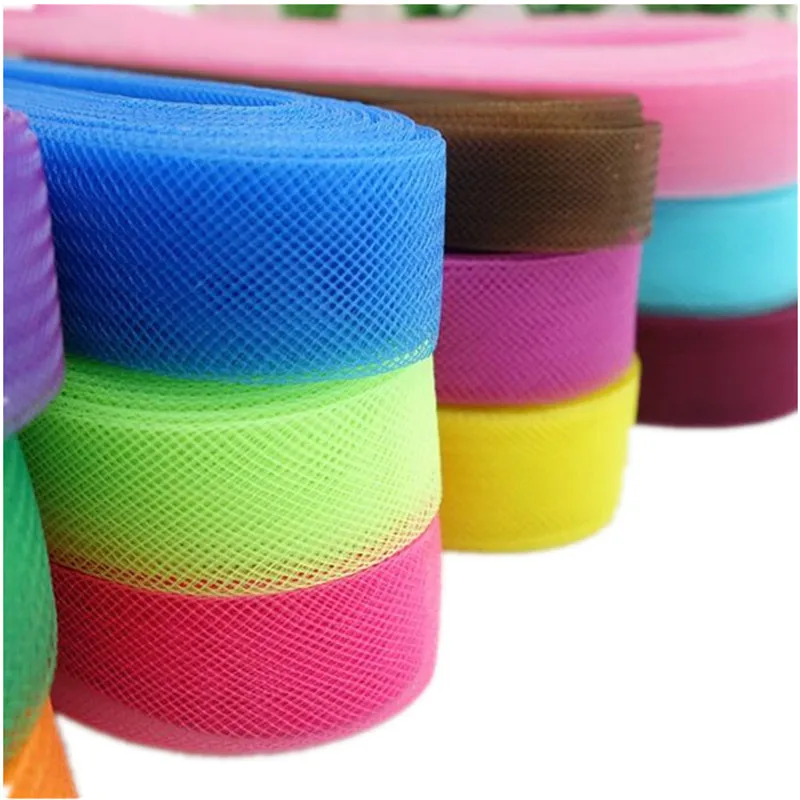 50 Yards Soft Hair Horse Mesh Braid Polyester Mesh Fabric Flat Plain Crin Ribbon for Crafts,Women DIY Hat Color 45 Various Size