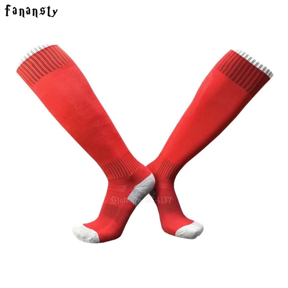 Men Soccer Socks Women Cheap Sports Socks Soccer Stocking Running Breathable Cotton Knee-High Football Socks Sock Pair White Red