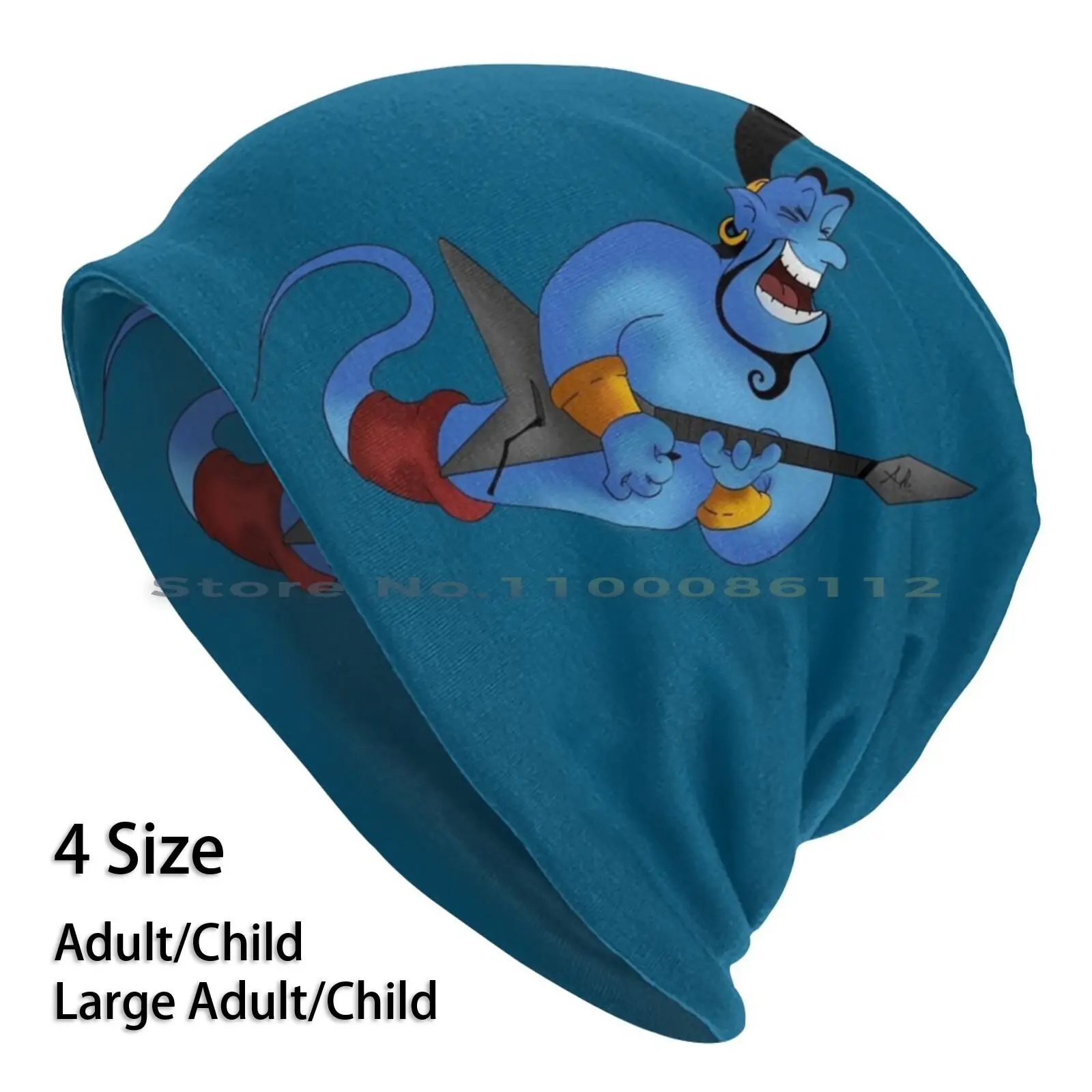 Genie Rock Beanies Knit Hat Genie Aladdin Cartoon Guitar Music Metal Yeah Comics Funny Goosebumps Desire Brimless Knitted Hat