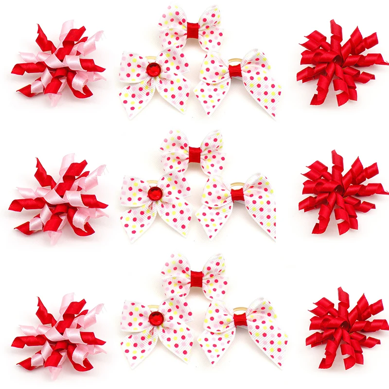 50/100pcs Valentine's Day Dog Hair Accessories Pet Dog Hair Bows Rubber Bands Holiday Dog Grooming Bows for Small Dog Products