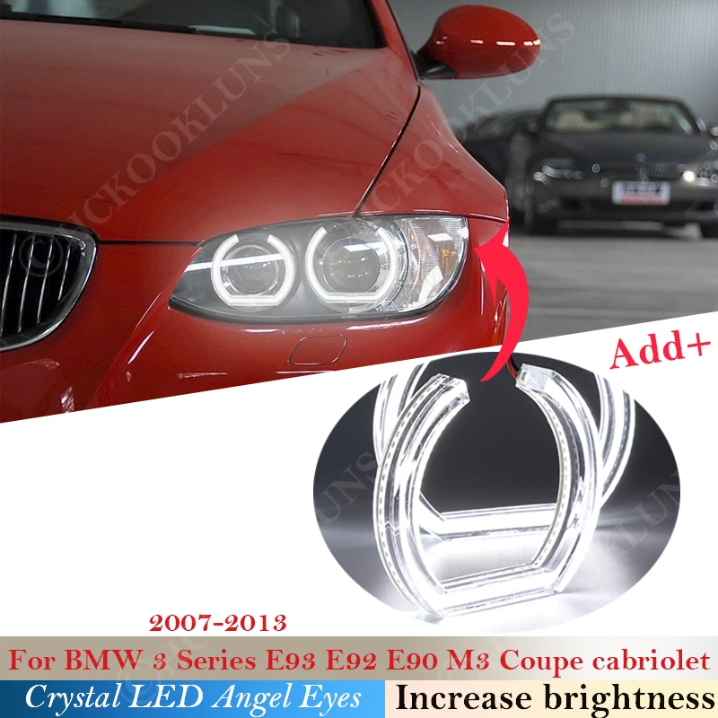 

For BMW 3 Series E93 E92 E90 M3 2007~2013 Coupe cabriolet DTM Style Crystal LED Angel Eyes Halo Rings Light kits Xenon headlight