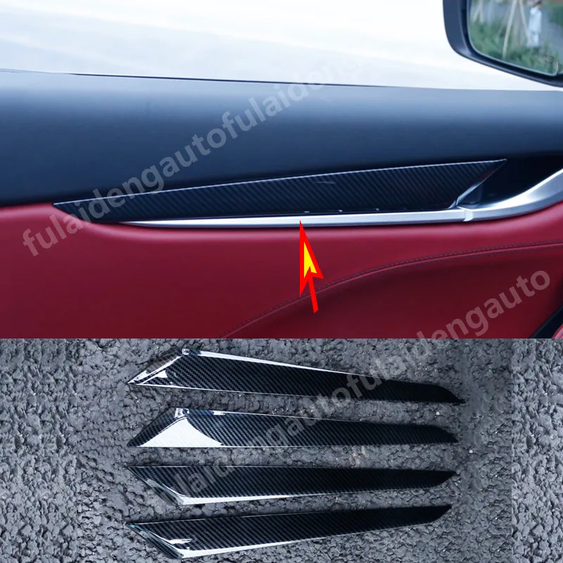 

4pcs For Maserati Levante 2016-2019 Matte ABS Carbon Fiber Interior Inner Door Trim Cover Decal Moulding Auto accessories