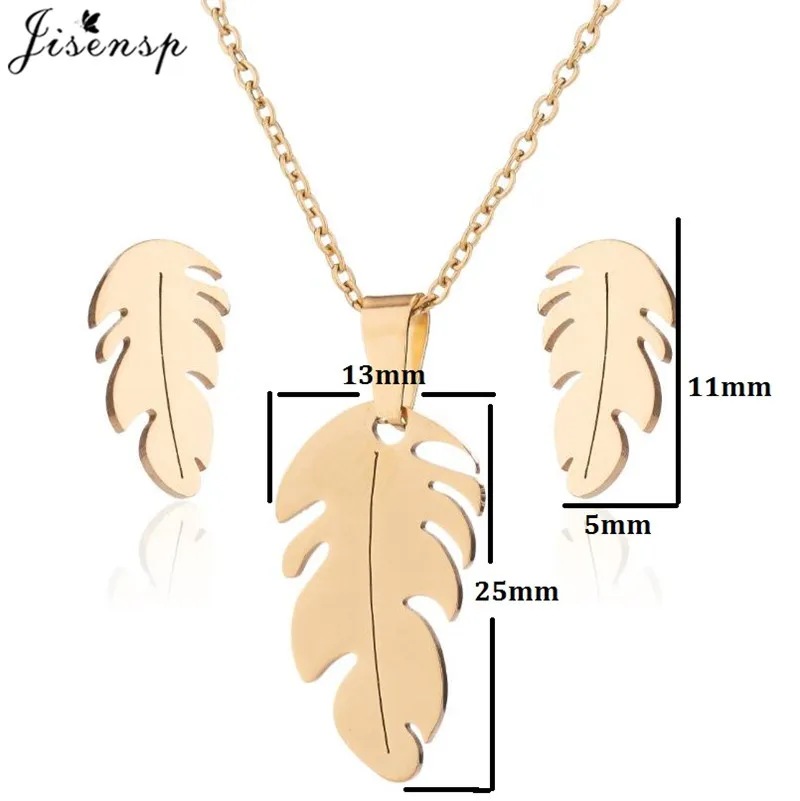 Jisensp Punk Stainless Steel Jewelry Sets for Women Feather Pendant Necklace Cat Dog Albanian Eagle Earrings Collares