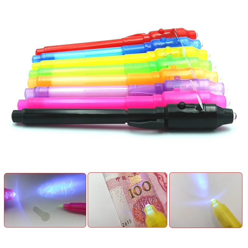 1/3pcs 2 In 1 Magic Luminous Light Pen UV Writing Invisible Ink Pen Kid Toy Creative Stationery School Office Drawing Ink Pen