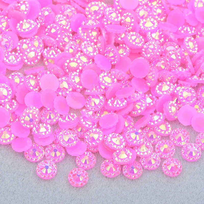 JUNAO 4 5 6mm Purple AB Round Flower Rhinestone Stickers Flatback Resin Cabochon Gems Nail Art Crystal Stone Non Sewing Strass