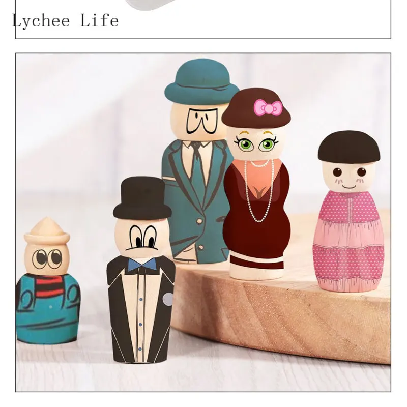 Lychee Life – poupées en bois inachevé, pièces/ensemble pièces, ensemble familial artisanal, accessoires faits à la main, figurines, corps, décoration de maison