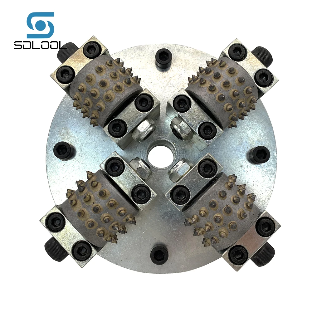 

8 Inch/200mm 45Pins Bush Hammer Disc 4 Rollers for Marble Granite Concrete Stone Grinding Wheel Hand Polishing Machine Accessory