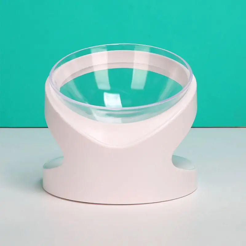 15 Degrees Inclined Pet Cat Bowl With Stand Non-Slip Water Food Feeder Transparent Cat Ear Shape Round Puppy Accessories