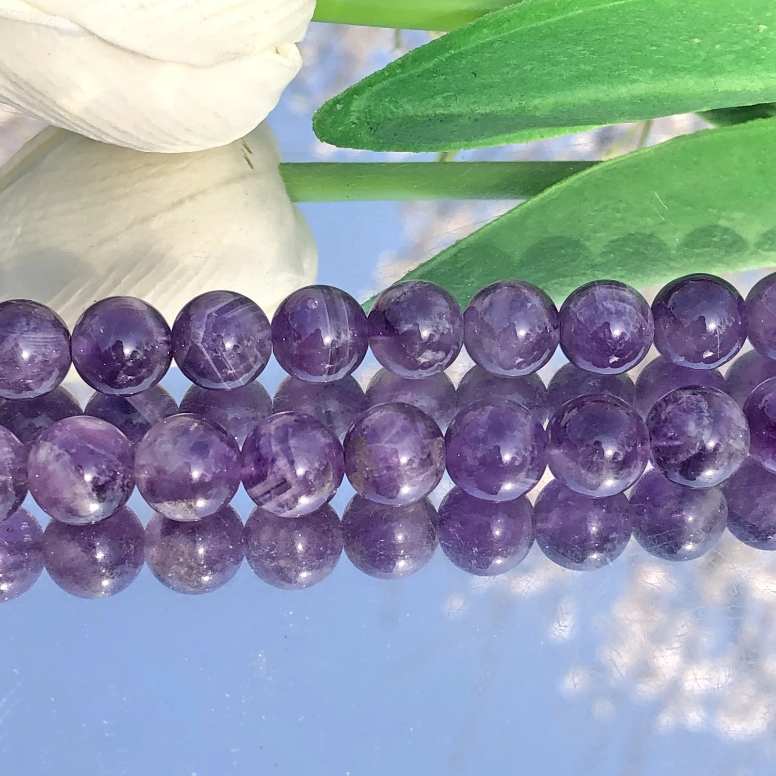 Imagen 7: Cuentas de amatistas y cristales morados de ensueño de piedra Natural, cuentas espaciadoras sueltas redondas para fabricación de joyería, pulsera DIY para mujer de 4/6/8/10/12mm