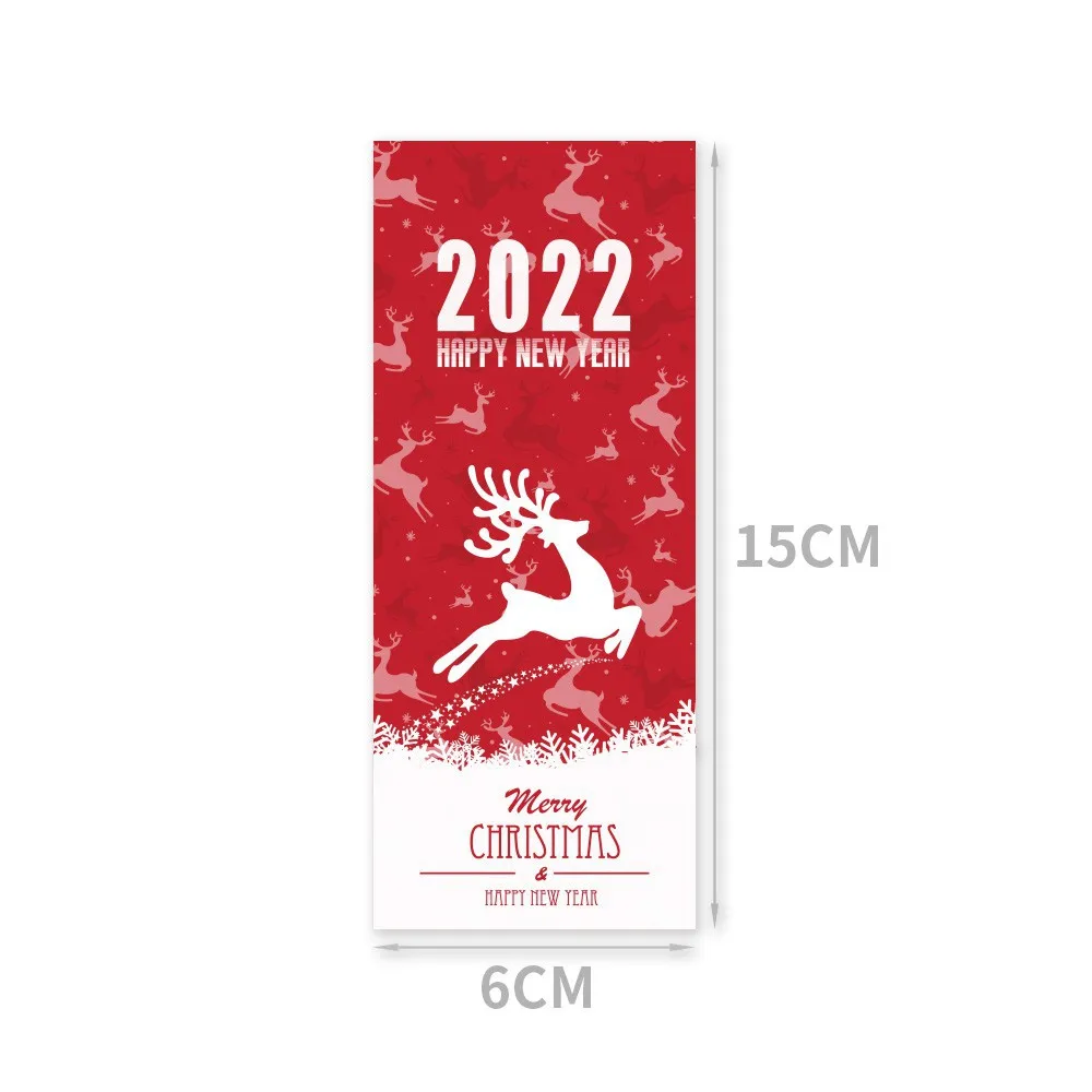 10-30Pcs 6x15cm Merry Christmas Stickers  Red Blue Orange Santa Claus Christmas Pattern Design Christmas Gift Package Label