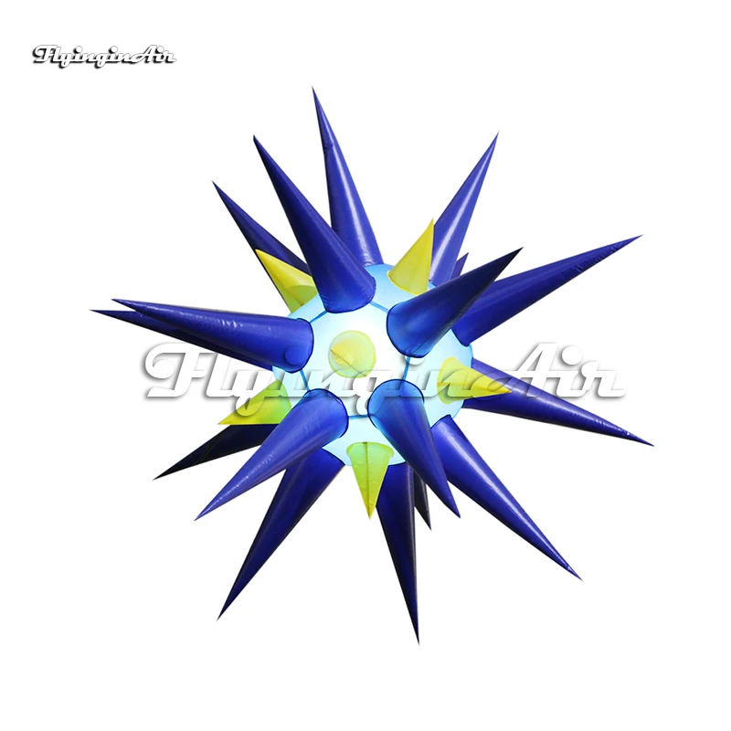 

Personalized Lighting Inflatable Star 1.5m/2m Hanging LED Planet Balloon With Thorn Horns For Concert Venue Decoration