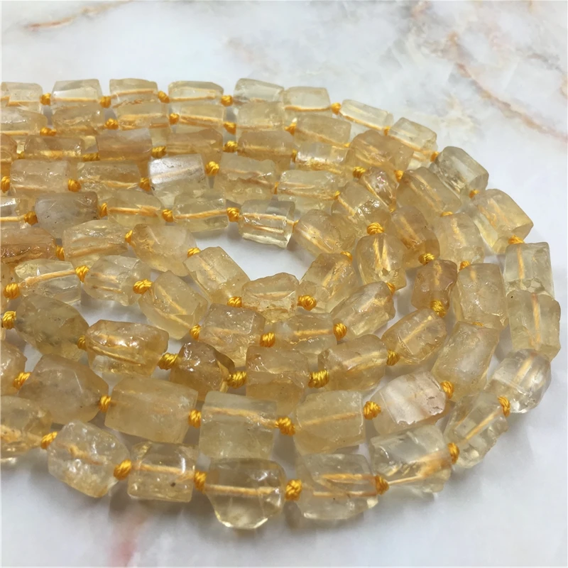 Natural Yellow Crystal Citrines Tube Beads For Necklace Bracelaet Making DG0003