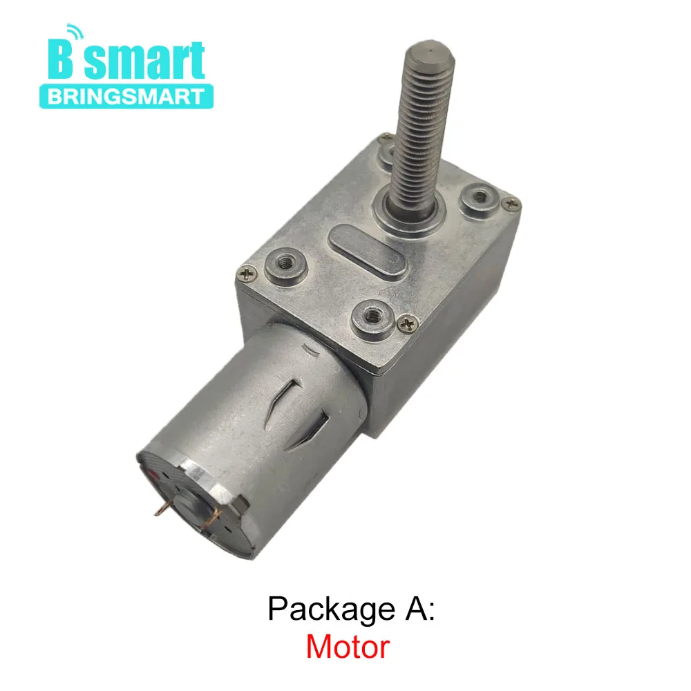 Bringsmart DC Worm Motor Geared Reducer JGY-370-M8 6-24V 6-150RPM Self-lock Turbine M8 33mm Length Screw Shaft Customized Motor