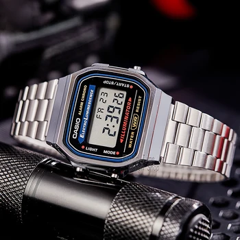 Casio watch 골드 시계 남자 브랜드 최고 럭셔리 디지털 방수 석영 남성 시계 스포츠 군사 손목 시계 Часы мужские relogio masculino reloj hombre erkek kol saati montre homme zegarek meski A168WG-9 