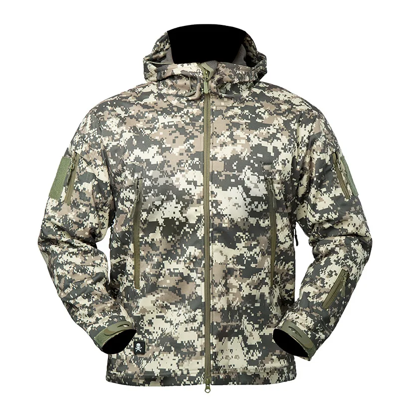 Men's Tactical Military Jacket Camouflage Hoodie windbreaker Multi Pockets Sharkskin Waterproof Softshell 4XL