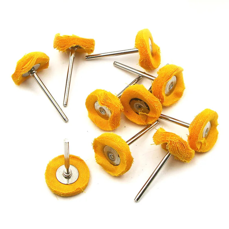 10pc 3*25mm Cotton Polishing Wheels with handle Cloth Buffing Wheel Grinder Jewelry Wood Metal Ceramics Polishing Abrasive Tools