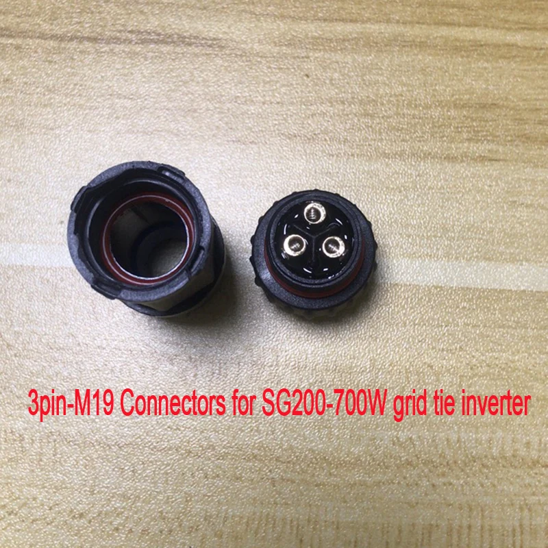 3Pin M19 or M25 Male/Female Cable Connector for SG 200-700W 800-1400W Micro Grid Tie Inverter Power Cable Connection