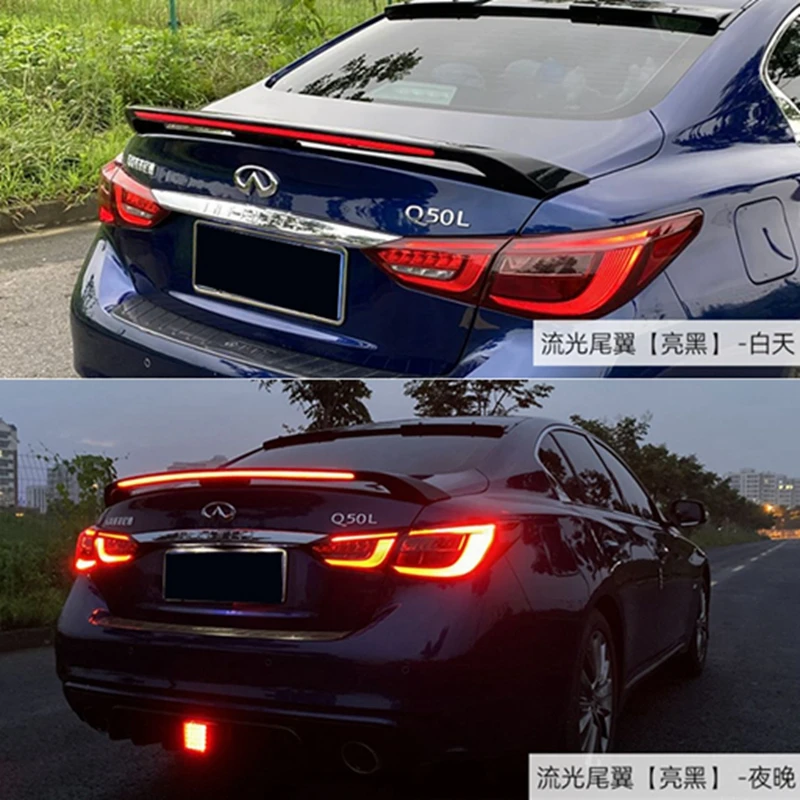 

LED Lights Spoiler FOR Infiniti Q50 Q50S ABS Car Trunk Rear Wing Tail Q50 Spoiler Car-Styling Accessories 2018-2020