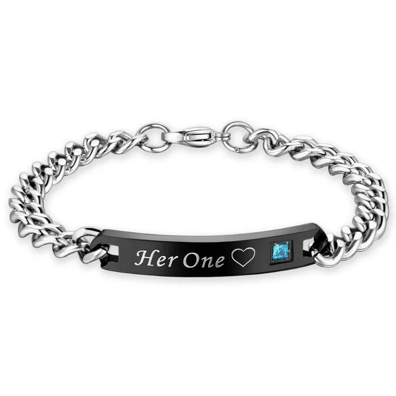 Couples Bracelets Set For Boyfriend Girlfriend Him Her One His Only Letters Stainless Steel Relationship Matching Promise image 5