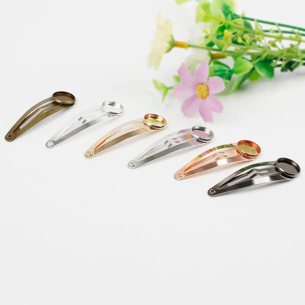 10pcs Classic Metal Hairpin Hair Clips Base Fit For 12mm Cabochons Cameo Setting DIY Hair Ornaments Jewelry Findings Making