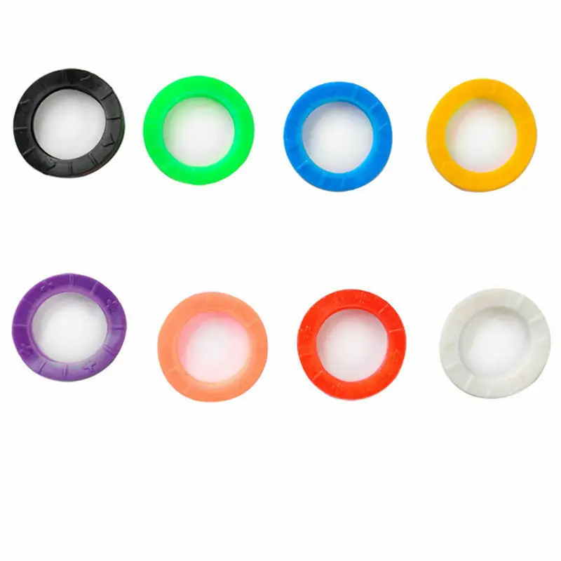 8Pcs Random Color Hollow PVC Key Covers Round Soft Silicone Keys Locks Cap Elastic Topper Keyring