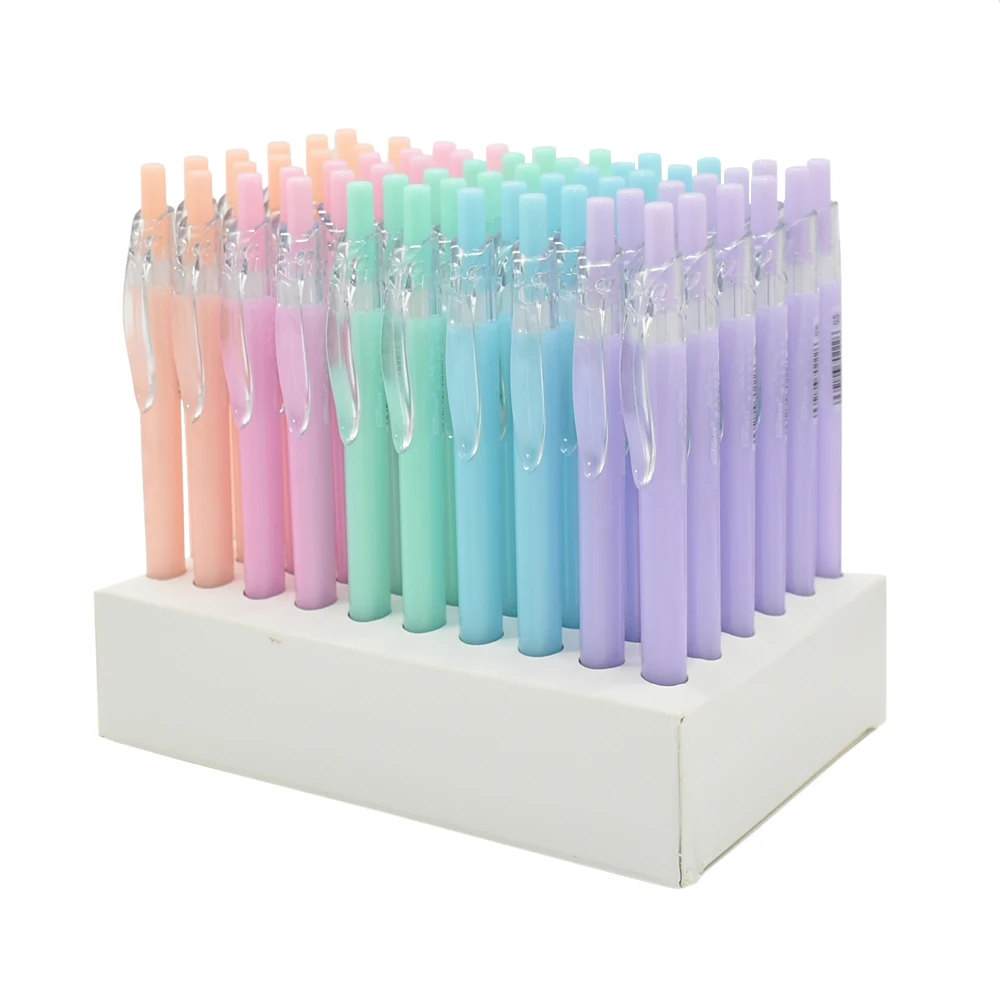 60 Pcs Jelly Color Kawaii Ballpoint Pen Plastic Press the BallPen School Office Supplies Stationery Pens Wholesale