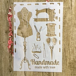 A4 29 * 21cm Sewing machine Dress DIY Stencils Wall Painting Scrapbook Coloring Embossing Album Decorative Paper Card Template