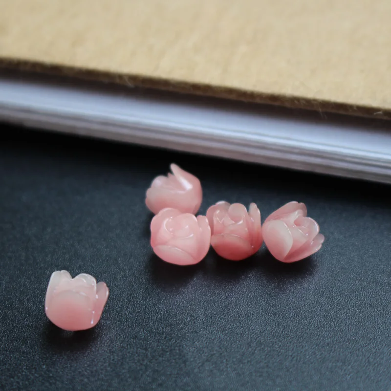 20 teile/los 7mm Künstliche Korallen Tulpen Blume Perlen Rot Farbe Cabochon Mode Perlen für Schmuck machen DIY zubehör – Detail 12