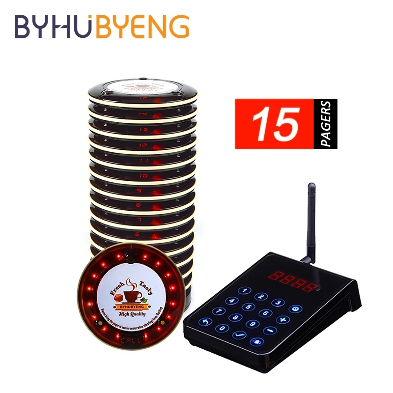 BYHUBYENG 15pcs Ricevitore Wireless Pager System With Keypad Distance 3000m Calling Equipment Waiter For Catering Restaurant