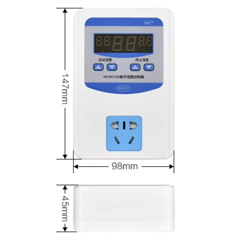 Controlador digital de umidade com conector euro, controle de umidade, umidificador, desumidificador