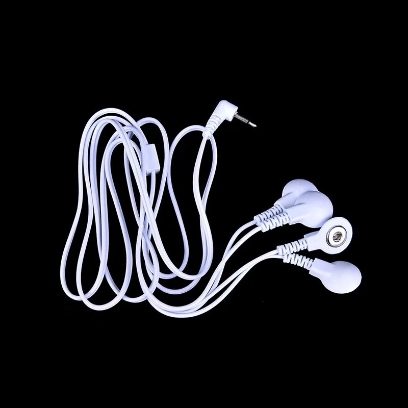 White 2/4Buttons Electric Shock Wires Cable Electrotherapy Electrode Lead For Tens Massager Connection Cable Massage Relaxation