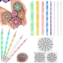 16PCS Mandala punteggiatura strumenti pittura stencil fai da te pietra goffratura avviamento disegno stilo penne Art Kit