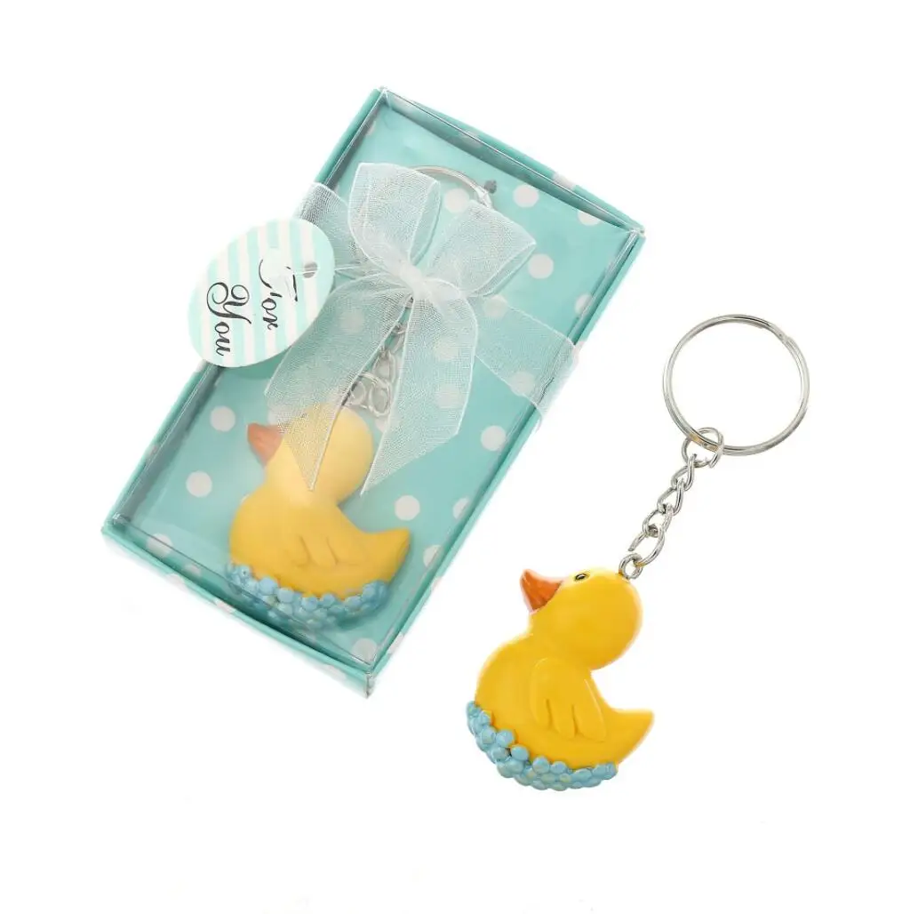 Free shipping 20pcs/lot Baby Showers Yellow Duck key Chain favors