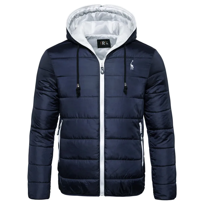 

Autumn Winter Men Hooded Cotton Padded Clothes Solid Color Large Cotton Padded Clothes Jacket Cotton Padded Men